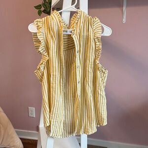 Kut from the Kloth Yellow Striped Button Down Shirt